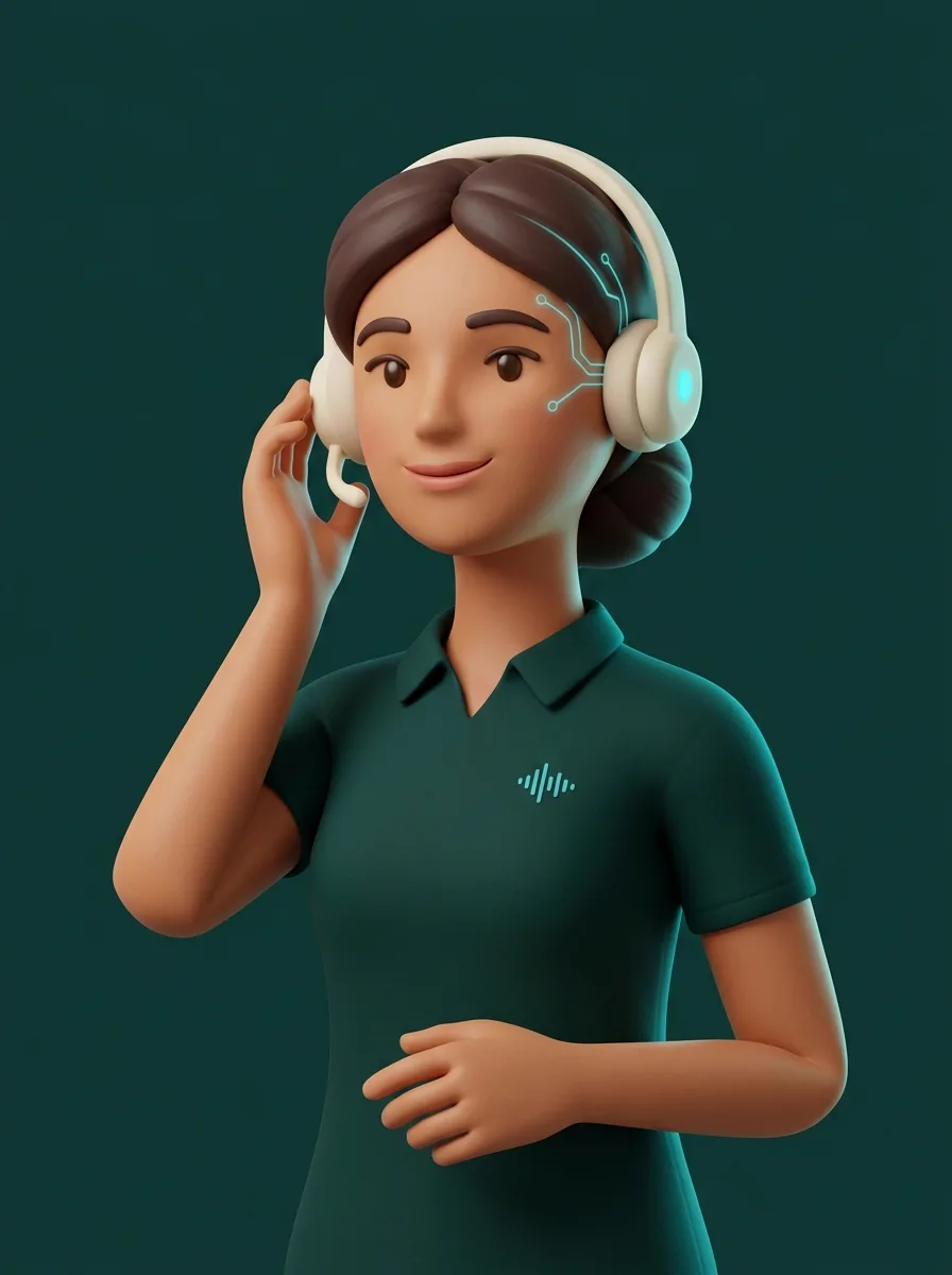 L'assistente virtuale con cuffie che risponde a una chiamata